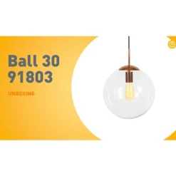 Art deco hanglamp koper met helder glas 30 cm - Ball 30