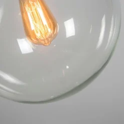 Art deco hanglamp koper met helder glas 30 cm - Ball 30