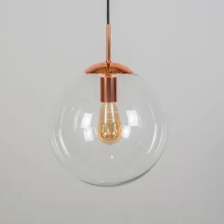 Art deco hanglamp koper met helder glas 30 cm - Ball 30
