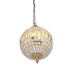 Art Deco hanglamp kristal met goud 35 cm - Kasbah