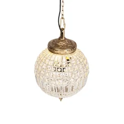 Art Deco hanglamp kristal met goud 35 cm - Kasbah
