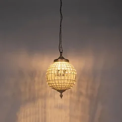 Art Deco hanglamp kristal met goud 35 cm - Kasbah