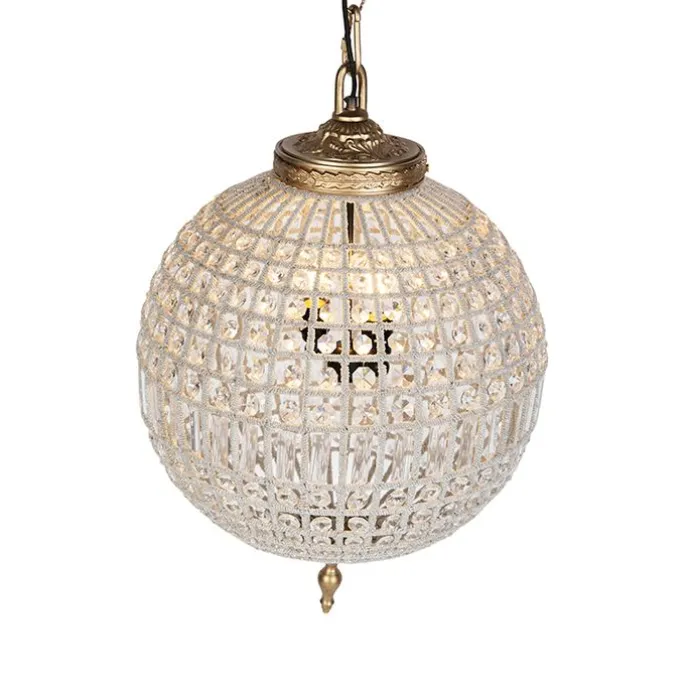 Art Deco hanglamp kristal 50cm goud - Kasbah