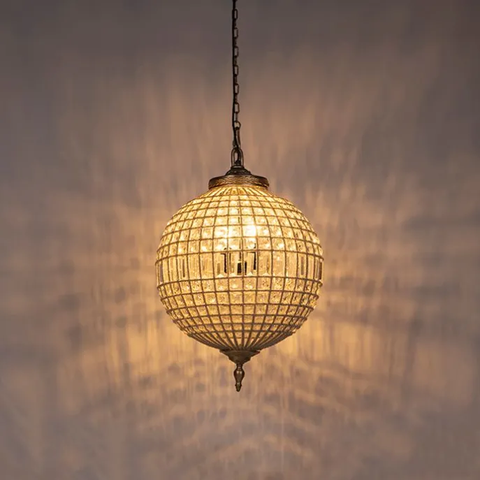Art Deco hanglamp kristal 50cm goud - Kasbah