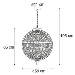 Art Deco hanglamp kristal 50cm goud - Kasbah