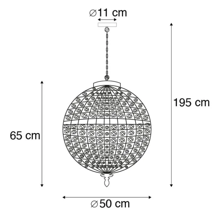 Art Deco hanglamp kristal 50cm goud - Kasbah