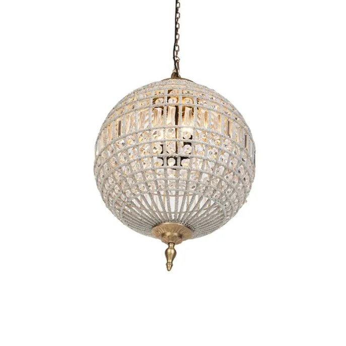 Art Deco hanglamp kristal 50cm goud - Kasbah