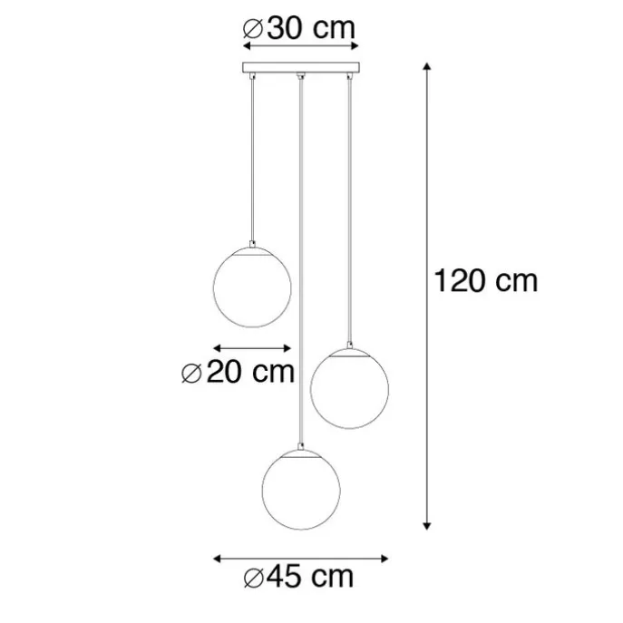 Art deco hanglamp messing met blauwe glazen - Pallon