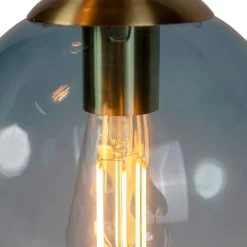 Art deco hanglamp messing met blauwe glazen - Pallon