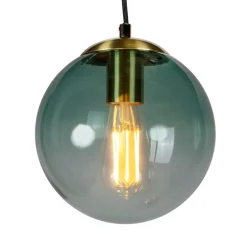 Art deco hanglamp messing met blauwe glazen - Pallon