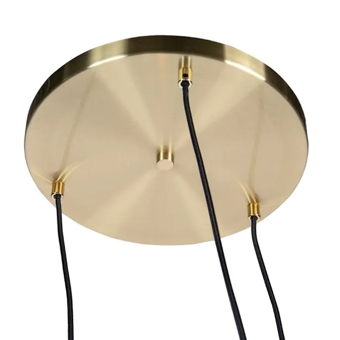 Art deco hanglamp messing met blauwe glazen - Pallon