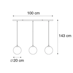 Art deco hanglamp messing met groen glas 3-lichts - Pallon