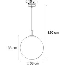 Art Deco hanglamp messing met oceaanblauw glas 33 cm - Pallon