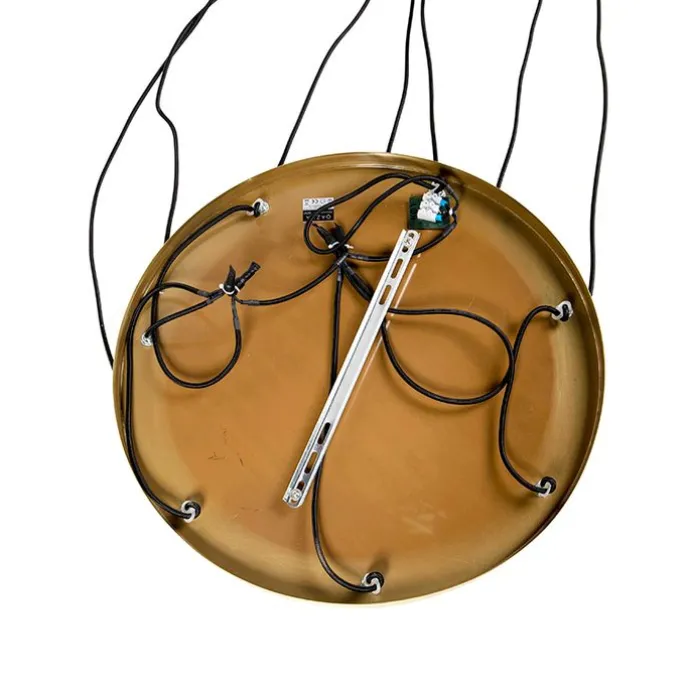 Art deco hanglamp messing met blauw glas 7-lichts - Pallon