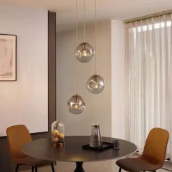 Art deco hanglamp messing met amber glas 3-lichts - Douglass