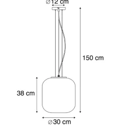 Art Deco hanglamp messing met roze glas - Bliss