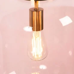 Art Deco hanglamp messing met roze glas - Bliss
