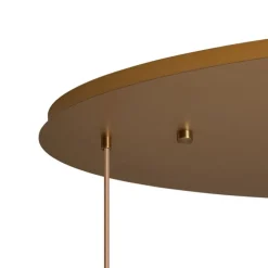 Art deco hanglamp messing met ovale plafondplaat en amber glas 6-lichts - Douglass