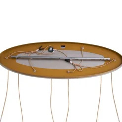 Art deco hanglamp messing met ovale plafondplaat en amber glas 6-lichts - Douglass