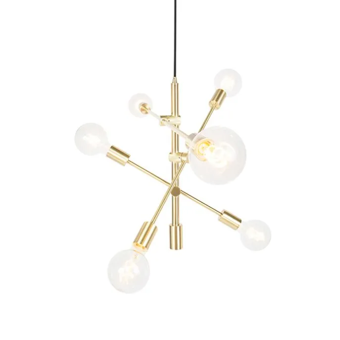 Art Deco hanglamp messing 6-lichts - Sydney