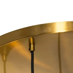 Art Deco Hanglamp messing met blauw glas rond 7-lichts - Sandra