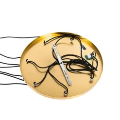 Art Deco Hanglamp messing met blauw glas rond 7-lichts - Sandra