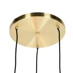 Art deco hanglamp messing 45 cm 3-lichts roze - Pallon