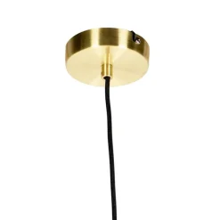 Art deco hanglamp messing met roze glas 33 cm - Pallon