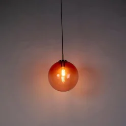 Art deco hanglamp messing met roze glas 33 cm - Pallon