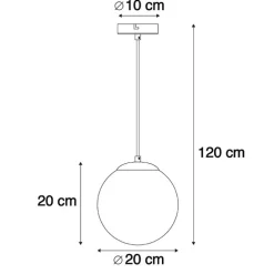 Art deco hanglamp messing met oceaanblauw glas 20 cm - Pallon