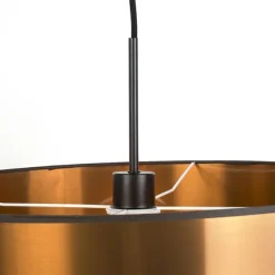 Art Deco hanglamp wit met koperen kap 50 cm - Combi 1