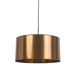 Art Deco hanglamp wit met koperen kap 50 cm - Combi 1