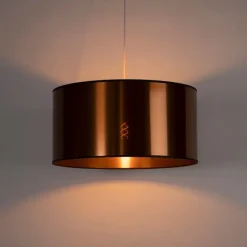 Art Deco hanglamp wit met koperen kap 50 cm - Pendel