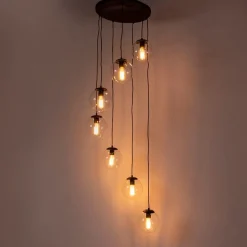 Art deco hanglamp zwart 7-lichts - Pallon