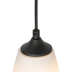 Art Deco hanglamp zwart met opaal glas 8-lichts - Hanne