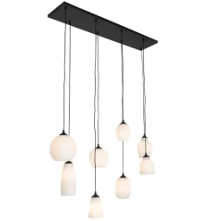 Art Deco hanglamp zwart met opaal glas 8-lichts - Hanne