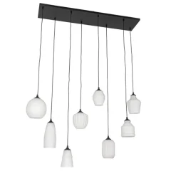Art Deco hanglamp zwart met opaal glas 8-lichts - Hanne