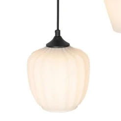 Art Deco hanglamp zwart met opaal glas 8-lichts - Hanne