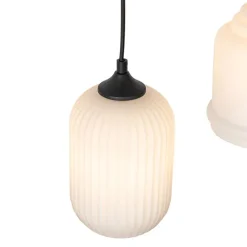 Art Deco hanglamp zwart met opaal glas 8-lichts - Hanne