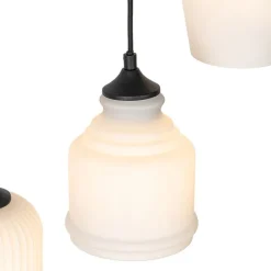 Art Deco hanglamp zwart met opaal glas 8-lichts - Hanne