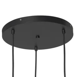 Art Deco hanglamp zwart met smoke glas rond 3-lichts- Busa