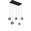 Art deco hanglamp zwart met smoke glas 5-lichts - Wallace