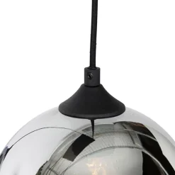 Art deco hanglamp zwart met smoke glas 5-lichts - Wallace