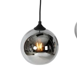 Art deco hanglamp zwart met smoke glas 5-lichts - Wallace