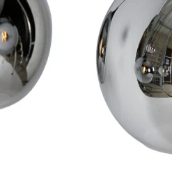 Art deco hanglamp zwart met smoke glas 5-lichts - Wallace