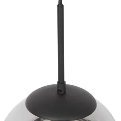 Art Deco hanglamp zwart met smoke glas incl. rail adapter 1-fase - Slimline Flore