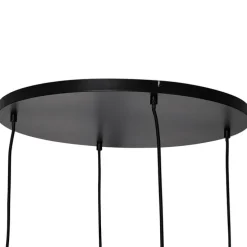 Art Deco hanglamp zwart met smoke glas rond 4-lichts - Bao