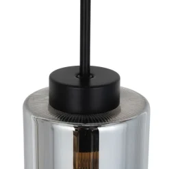 Art Deco hanglamp zwart met smoke glas 4-lichts - Laura