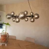 Art Deco hanglamp zwart met smoke glas 12-lichts - David