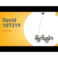 Art Deco hanglamp zwart met smoke glas 12-lichts - David